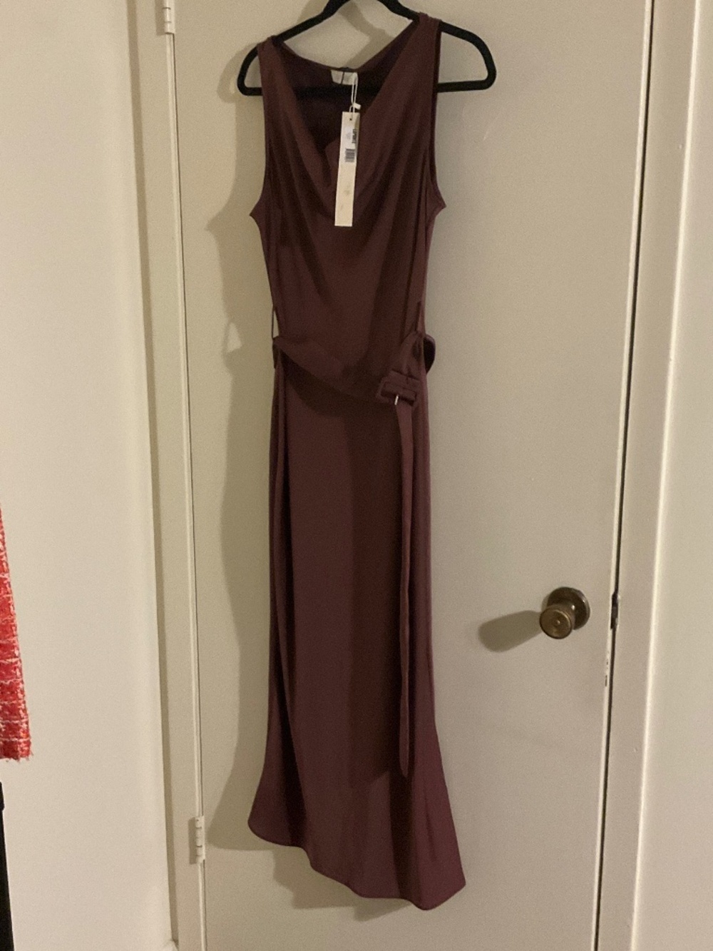 Women's Belted Sleeveless Satin Dress LAPOINTE - Picture 2 of 7